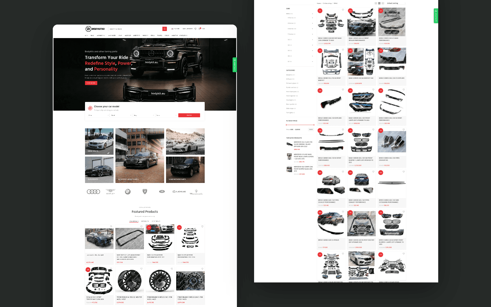 Bodykit.eu – pagrindinis puslapis