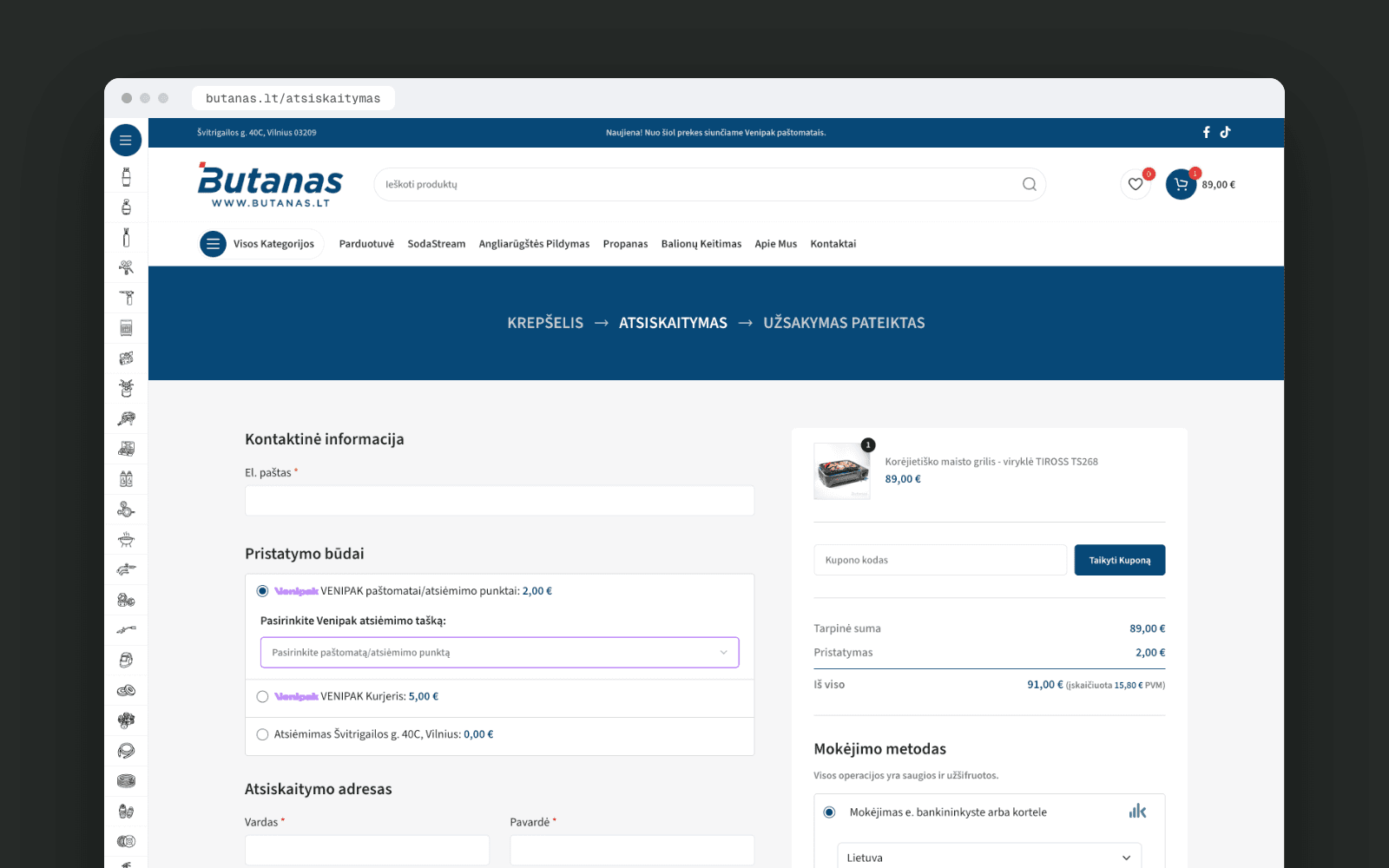 Butanas – individualus atsiskaitymas