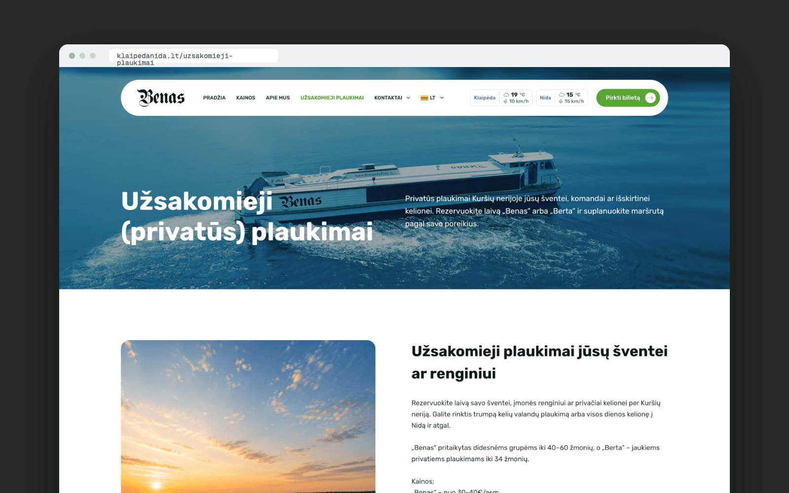 KlaipėdaNida – užsakomieji plaukimai